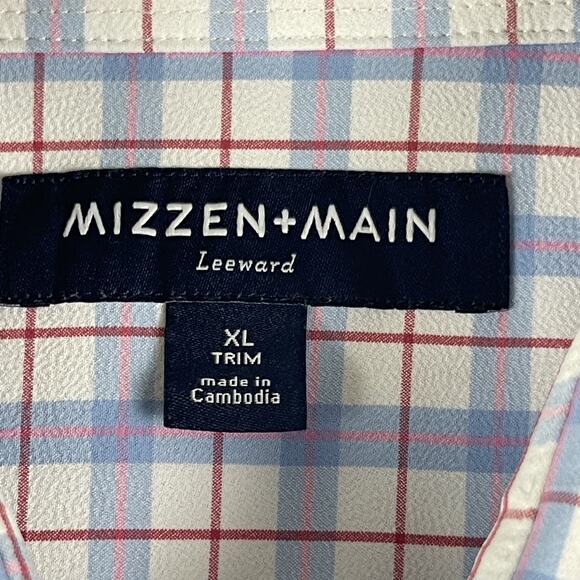 Mizzen Main Leeward Shirt Mens XL Plaid Trim Fit Button Up Performance Career - Picture 4 of 13